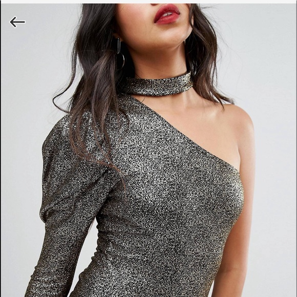 Metallic one shoulder bodysuit - Picture 2 of 4